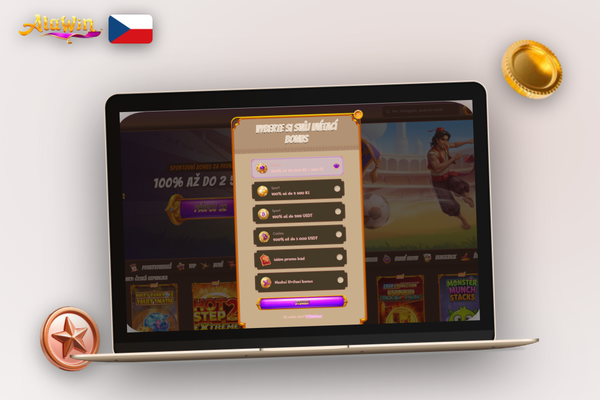 Hráč vybírá metodu vytvoření účtu v Alawin Casino na notebooku