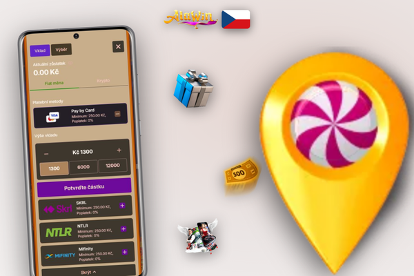 Krypto vklad Bitcoin s QR kódem peněženky v pokladně Alawin Casino