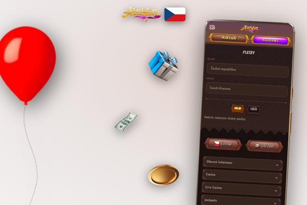 Rozhraní pokladny Alawin Casino s přehledem dostupných metod vkladu